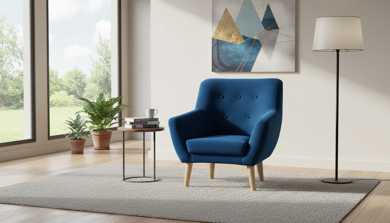 Fotoliu NORDIC 1, stofa catifelata albastru - Bluvel 86, 76x75x90 cm