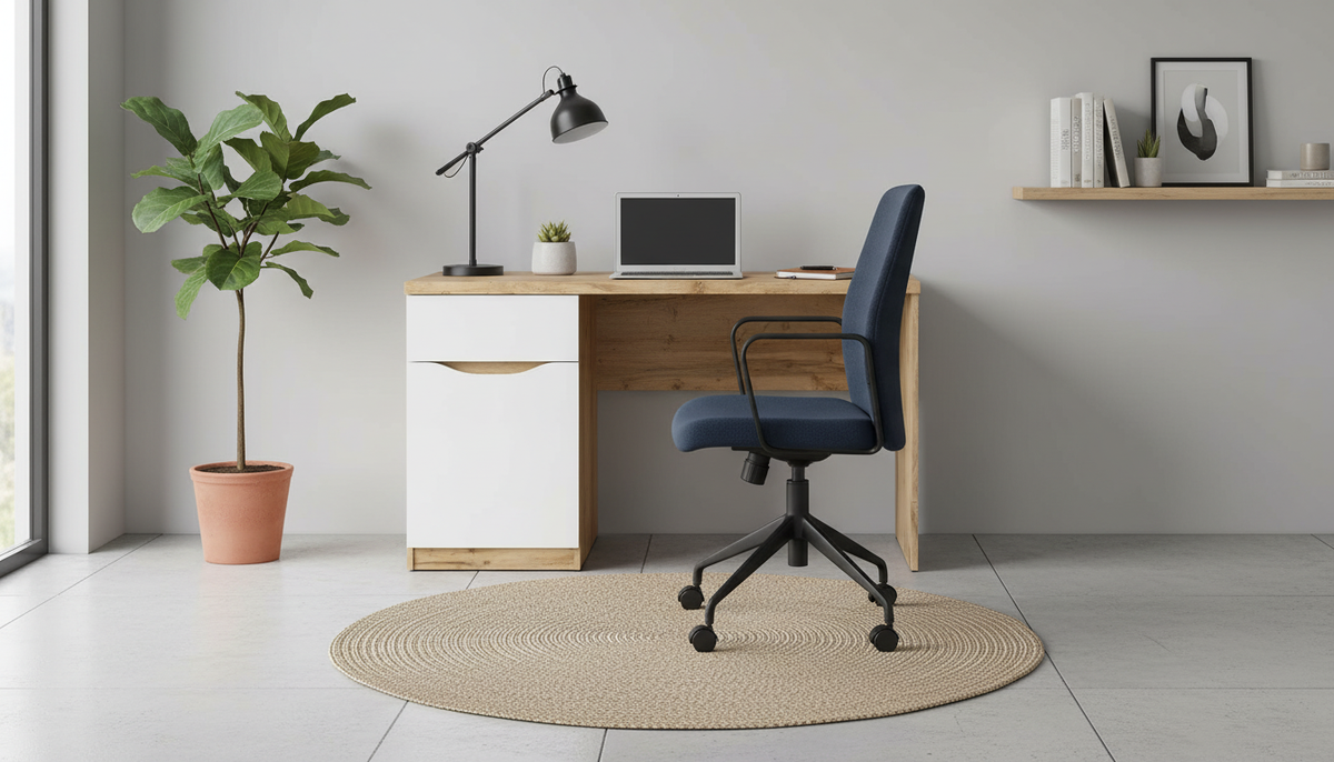 Birou NUIS, stejar wotan/alb, PAL laminat, 120x60x76 cm