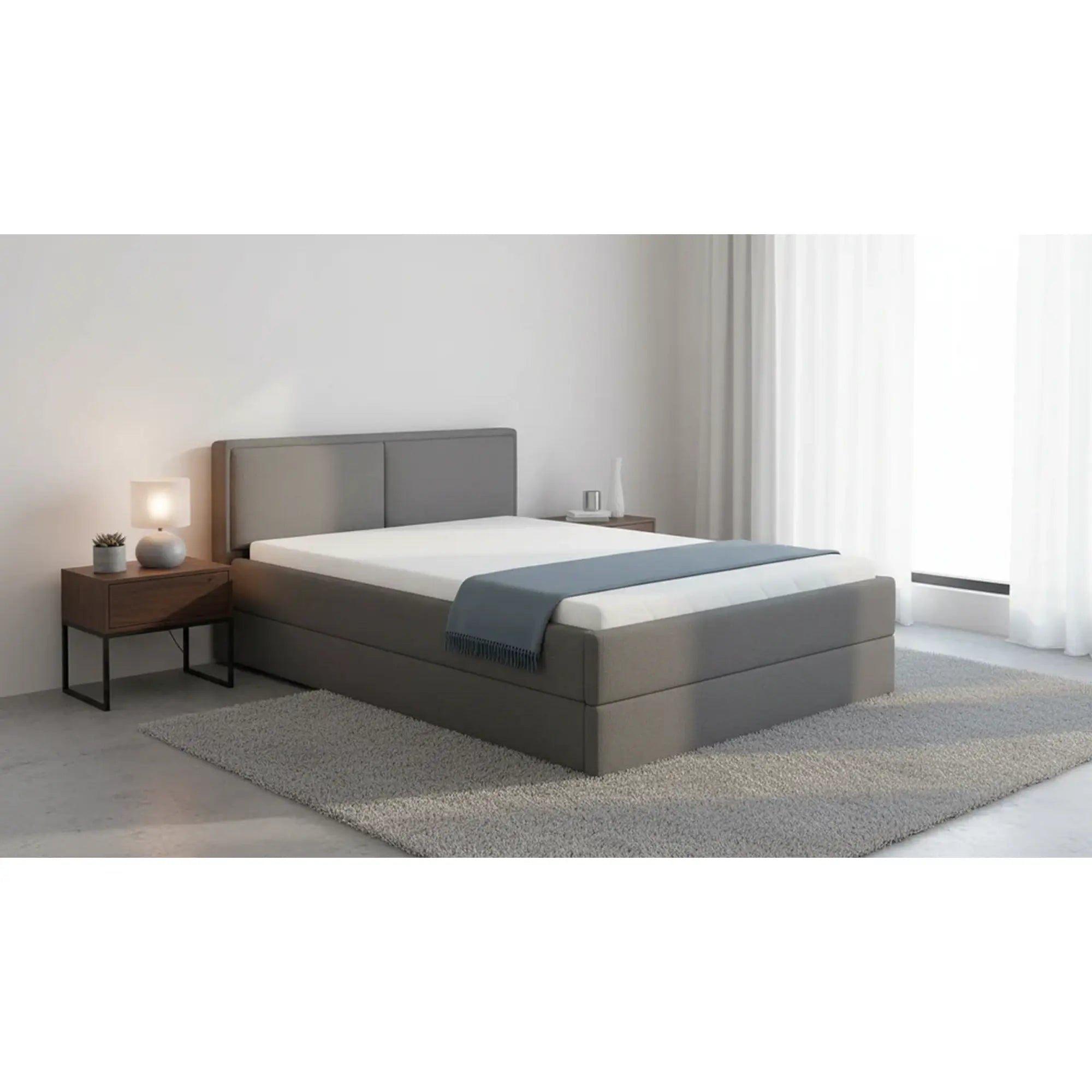 Cadru pat NEDIN 140x200, stofa clasica gri inchis - Maya 21