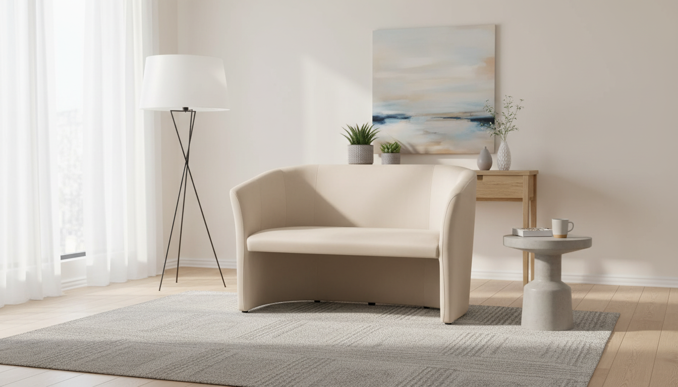 Canapea TM-2, stofa catifelata bej - Bluvel 28, 126x60x76 cm