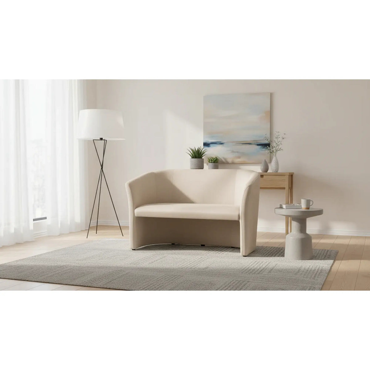 Canapea TM-2, stofa catifelata bej - Bluvel 28, 126x60x76 cm