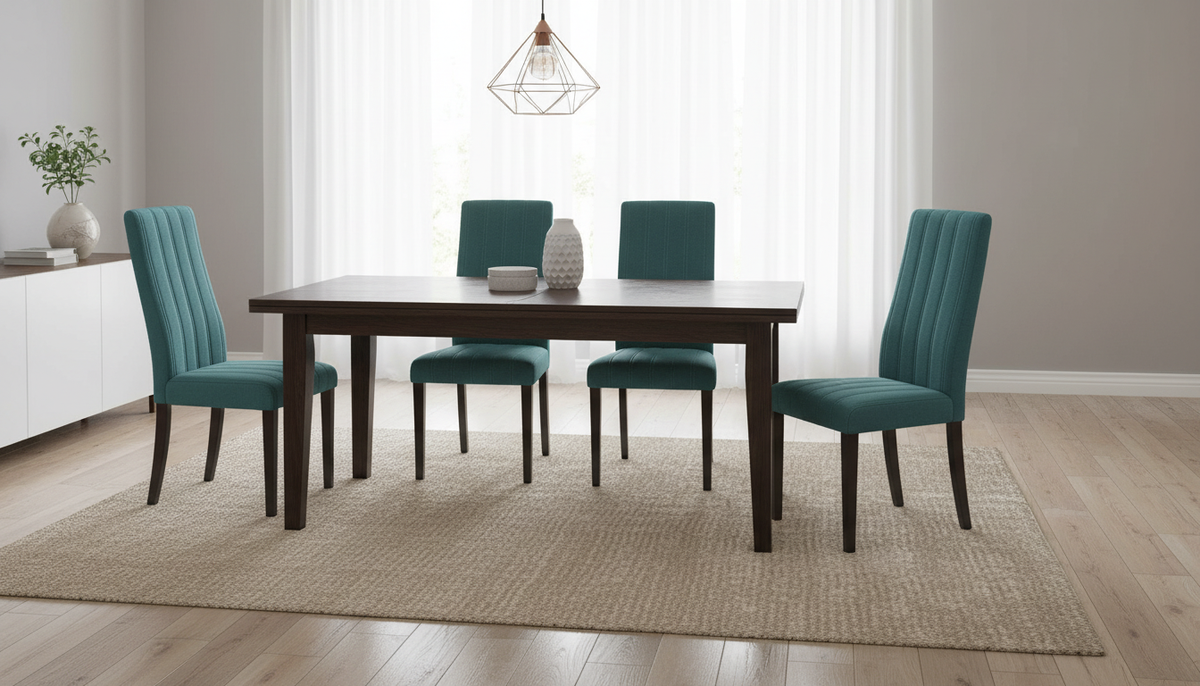 Scaun DIEGO 2, negru/verde, stofa catifelata/lemn de fag, 47x59x99 cm