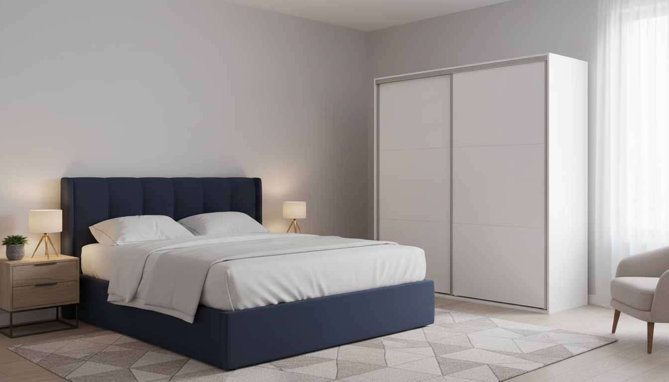 Dressing FLEX, alb, PAL, cu 2 usi, 200x66x218 cm