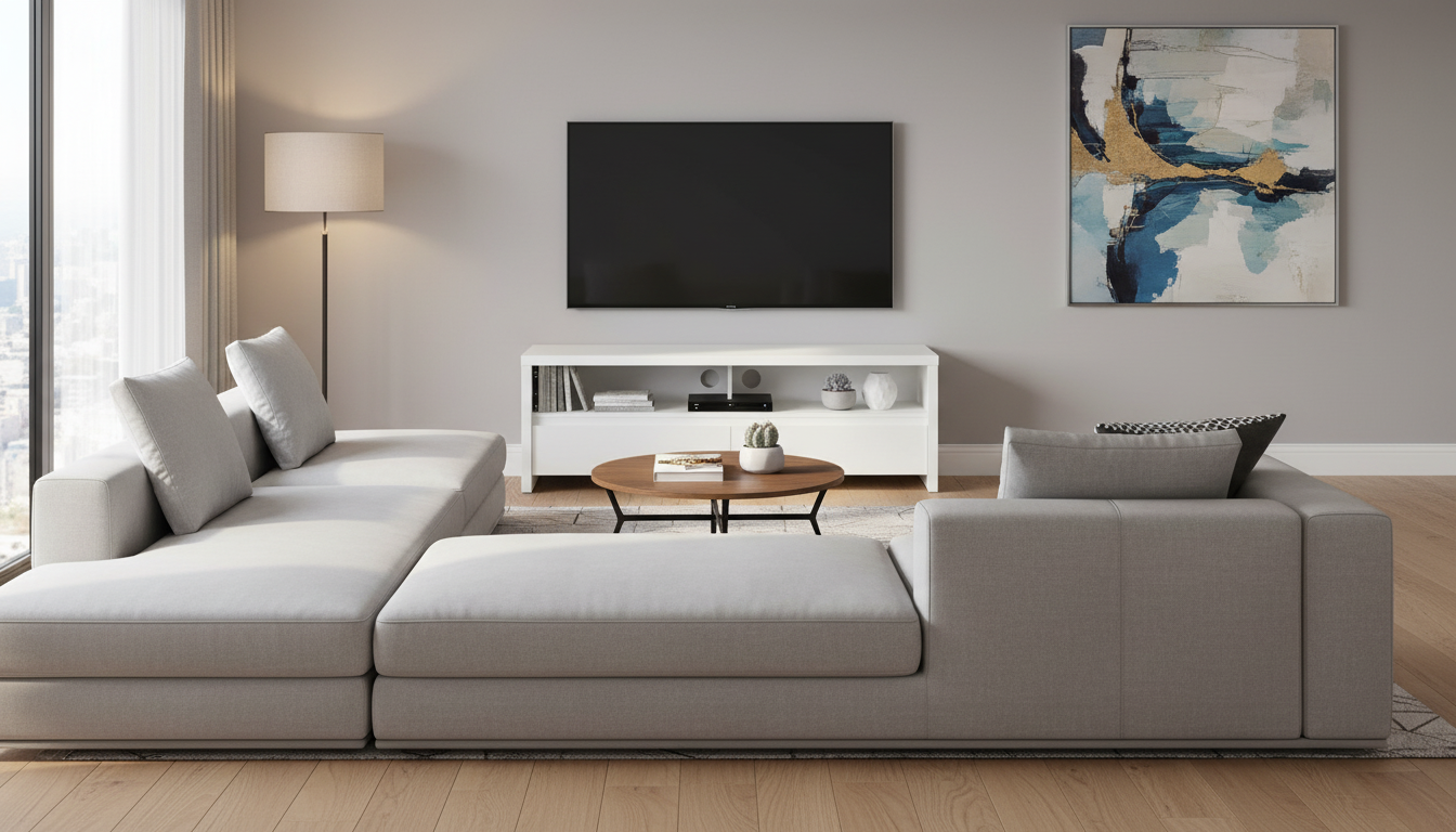 Comoda TV KASPIAN, alb, PAL, 144x41x49 cm