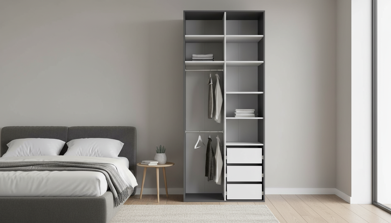 Dulap FLEX, gri grafit, PAL, cu 2 usi, 100x66x240 cm