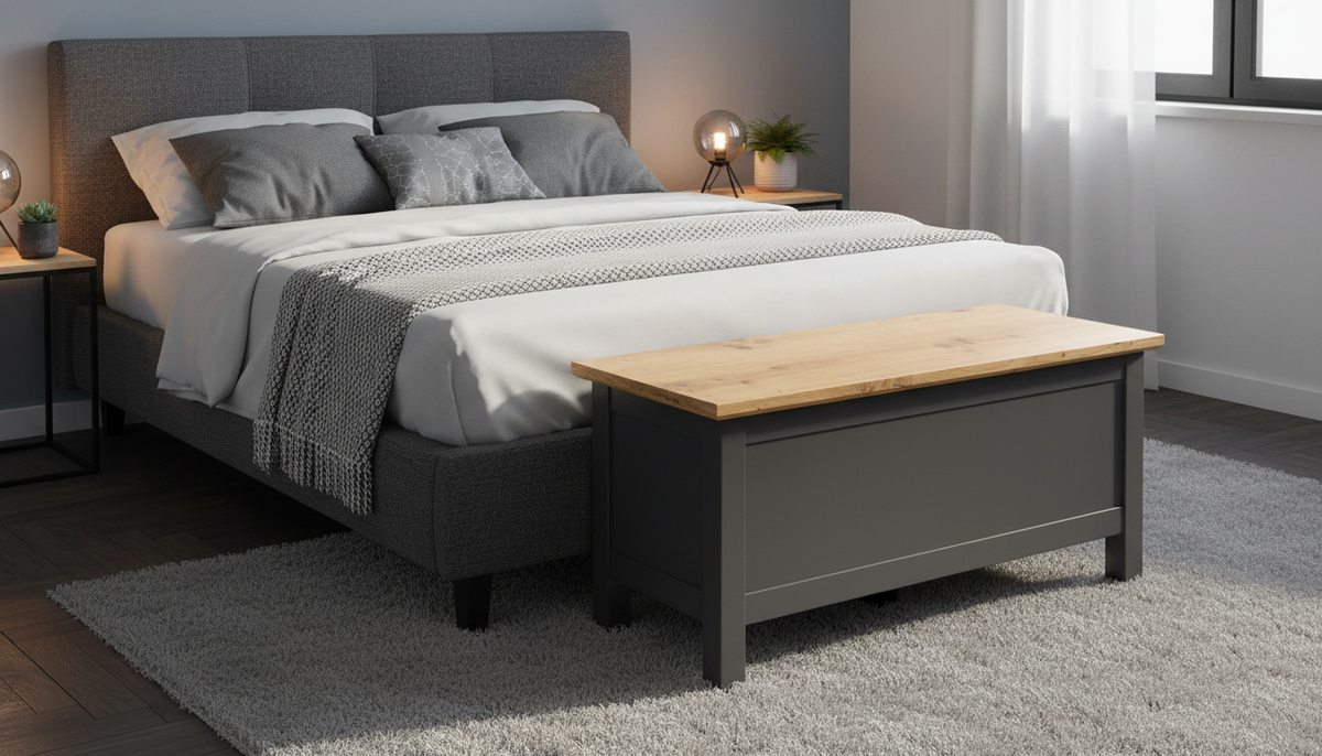 Bancheta HESEN, PAL melaminat, stejar artisan/gri grafit, 100x39x47 cm