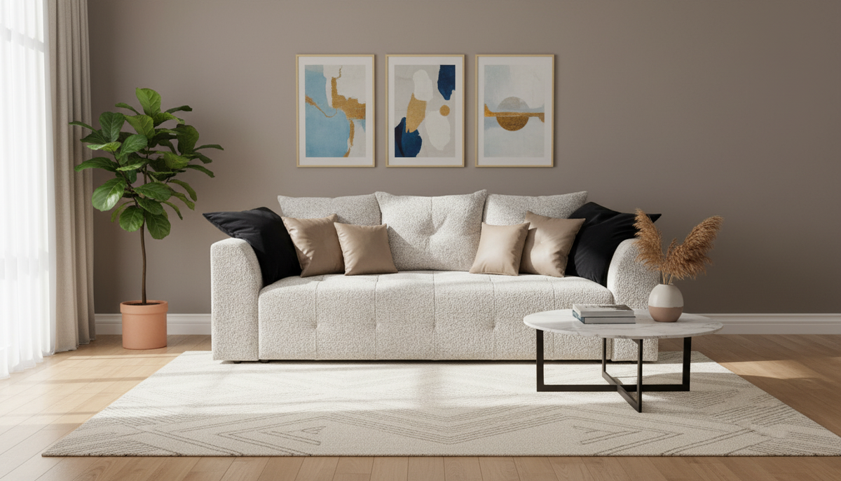 Canapea extensibila ROYAL IV, stofa bej deschis - Puente 06, 247x116x96 cm