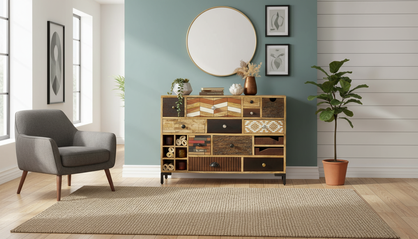 Comoda ALOKA, multicolor, lemn, 115x35x80 cm