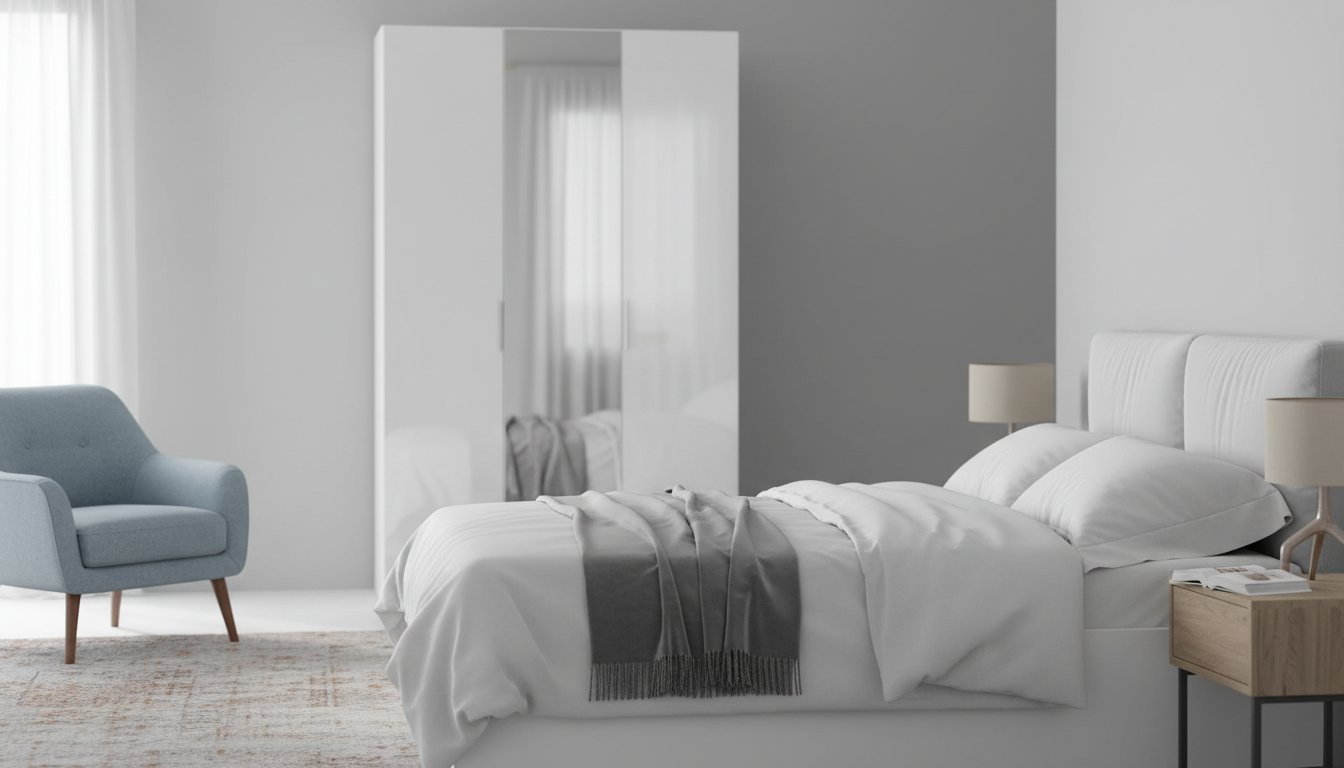 Dulap FLEX, alb, PAL, cu 3 usi, 150x66x240 cm