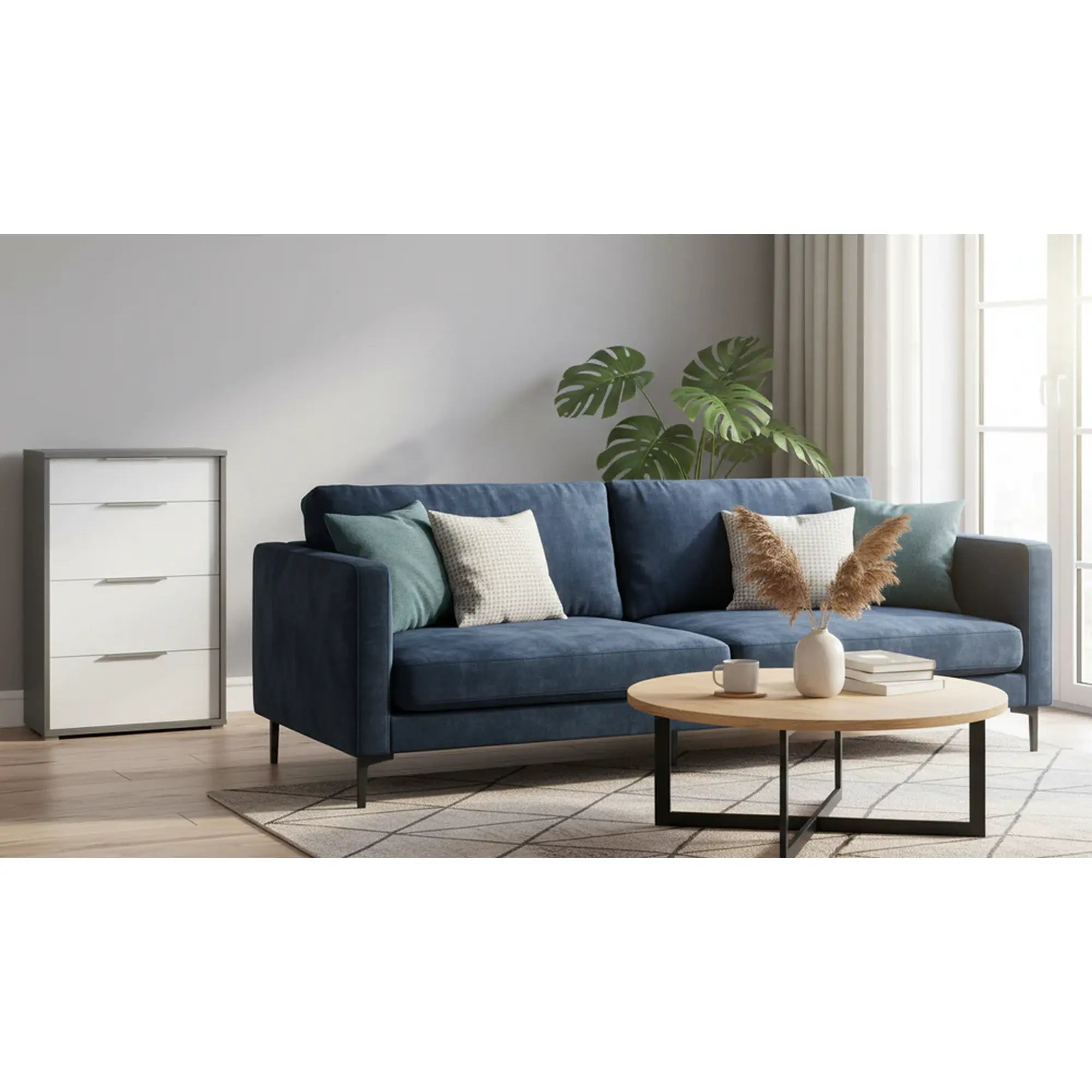 Comoda RIOMA NEW TIPUL 22, gri grafit/alb, PAL laminat/metal, 75x38x112 cm
