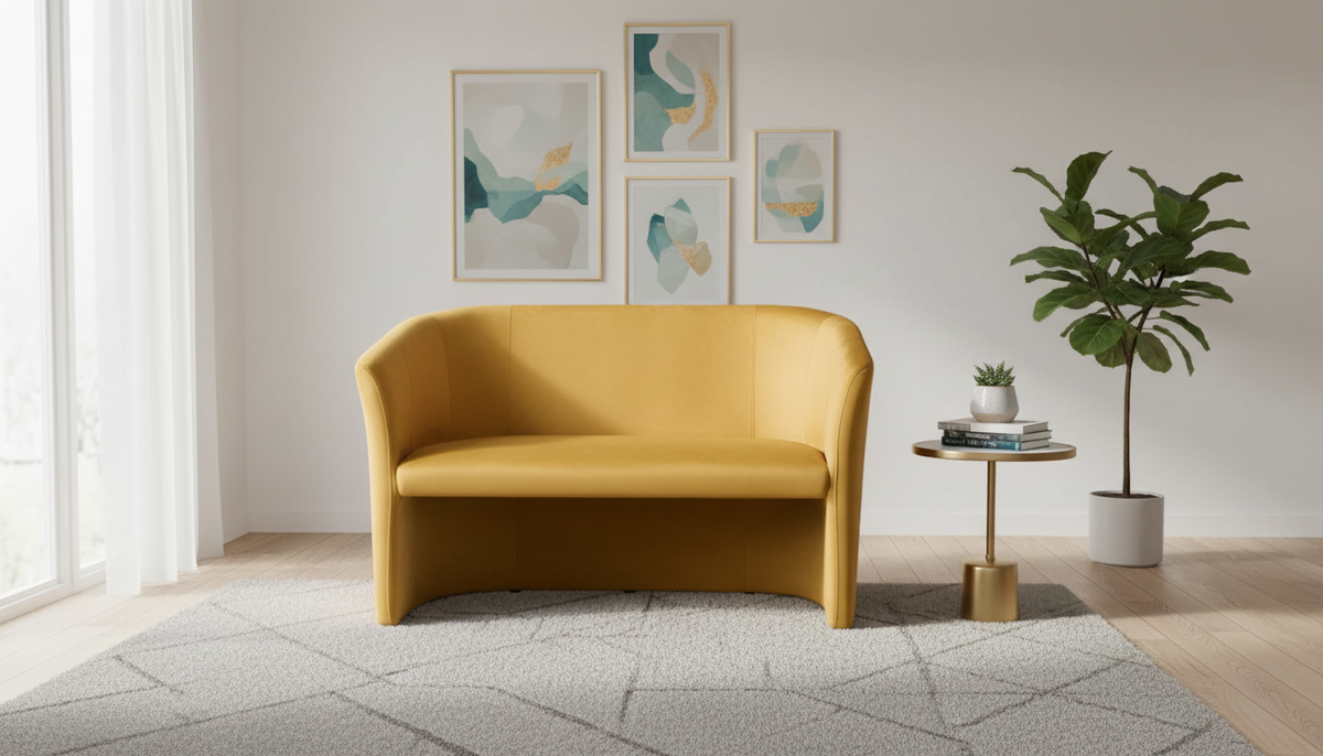 Canapea TM-2, stofa catifelata galben - Bluvel 68, 126x60x76 cm