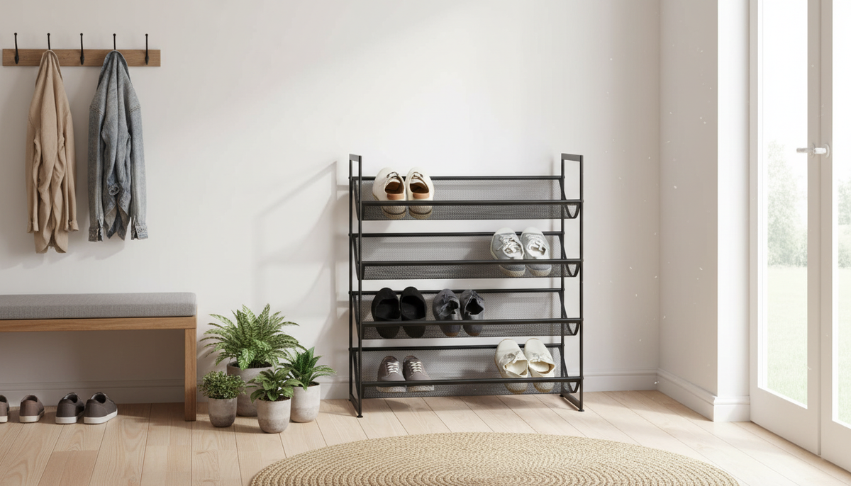 Pantofar MENOLA, negru, metal, 72x30x80 cm