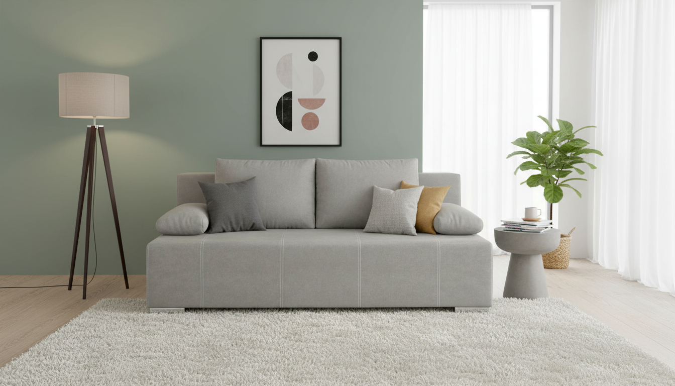 Canapea extensibila STREET IV, stofa catifelata gri - Enjoy new 21, 197x98x95 cm
