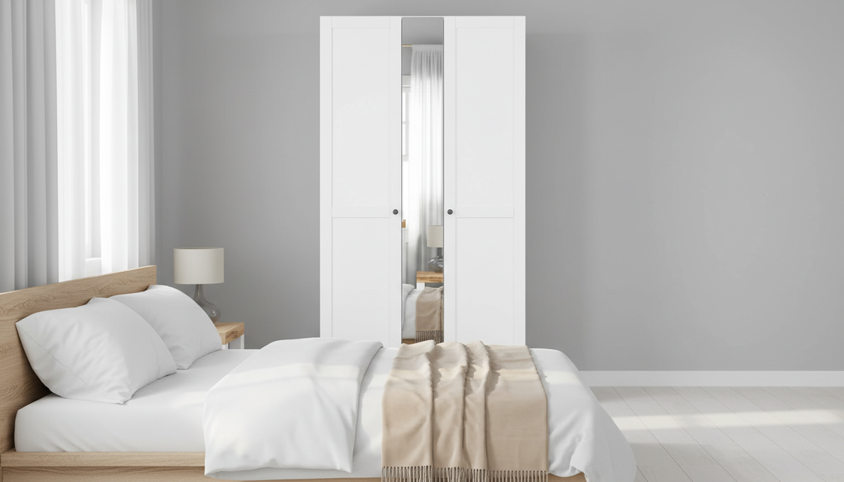 Dulap FLEX, alb, PAL, cu 3 usi, 125x66x240 cm