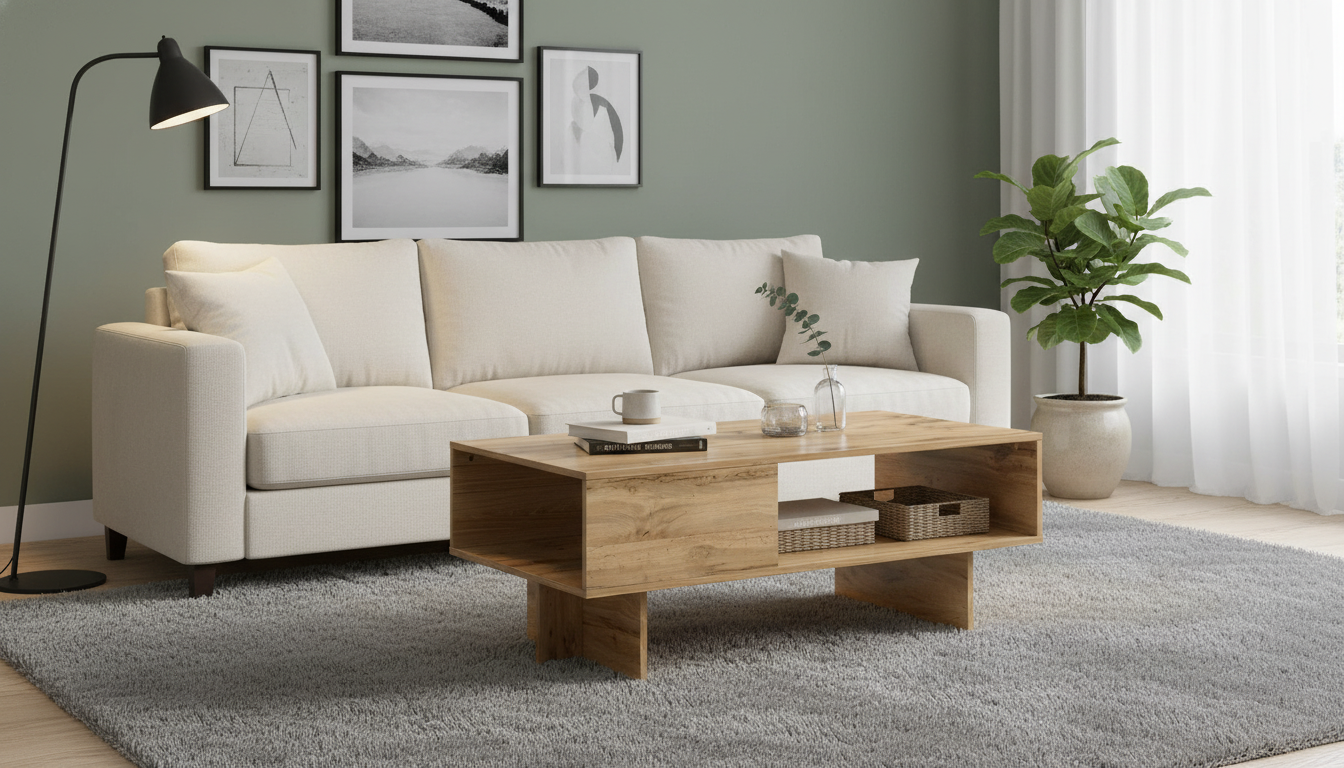 Masuta cafea ZELE, stejar wotan, PAL laminat, 120x60x46 cm