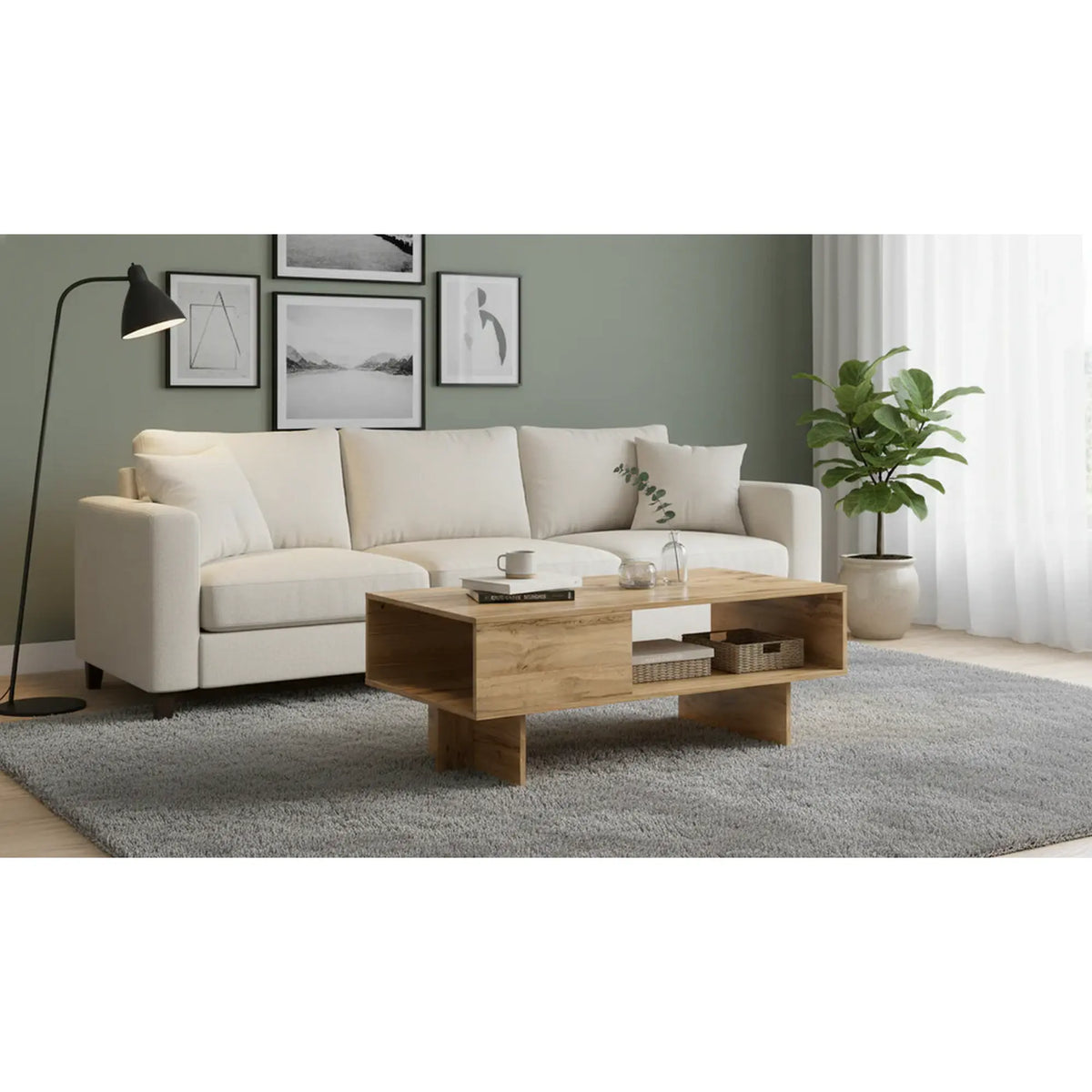 Masuta cafea ZELE, stejar wotan, PAL laminat, 120x60x46 cm
