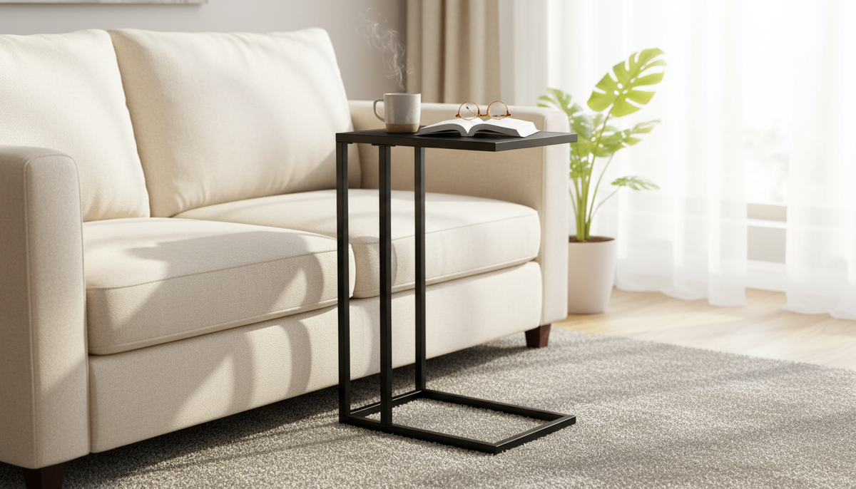 Masuta Symphony D, negru, PAL laminat/metal, 45x30x60 cm