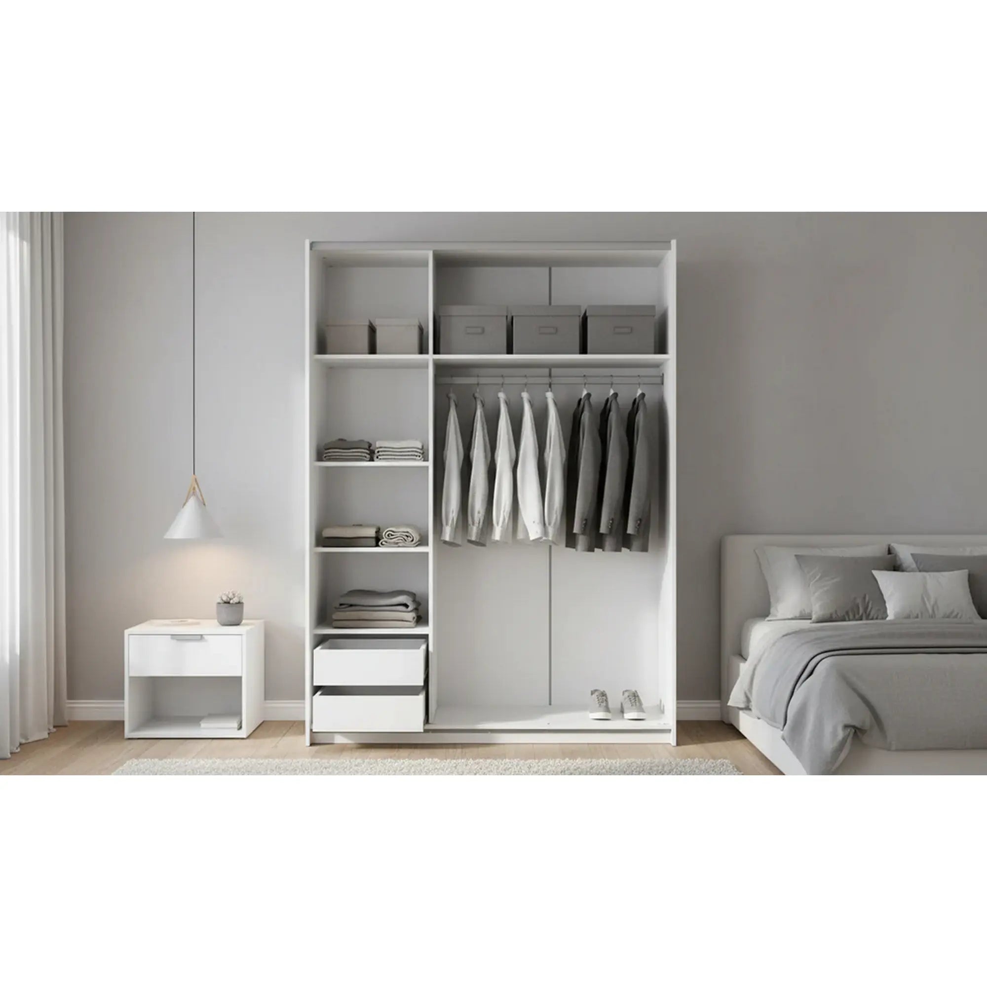 Dulap LIMA S1, alb, PAL laminat, cu 2 usi, 153x58x210 cm