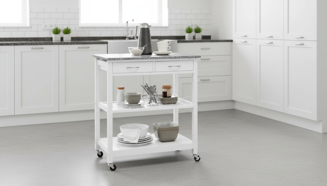 Carucior servire BABETTE, alb/gri, 78x48x87 cm