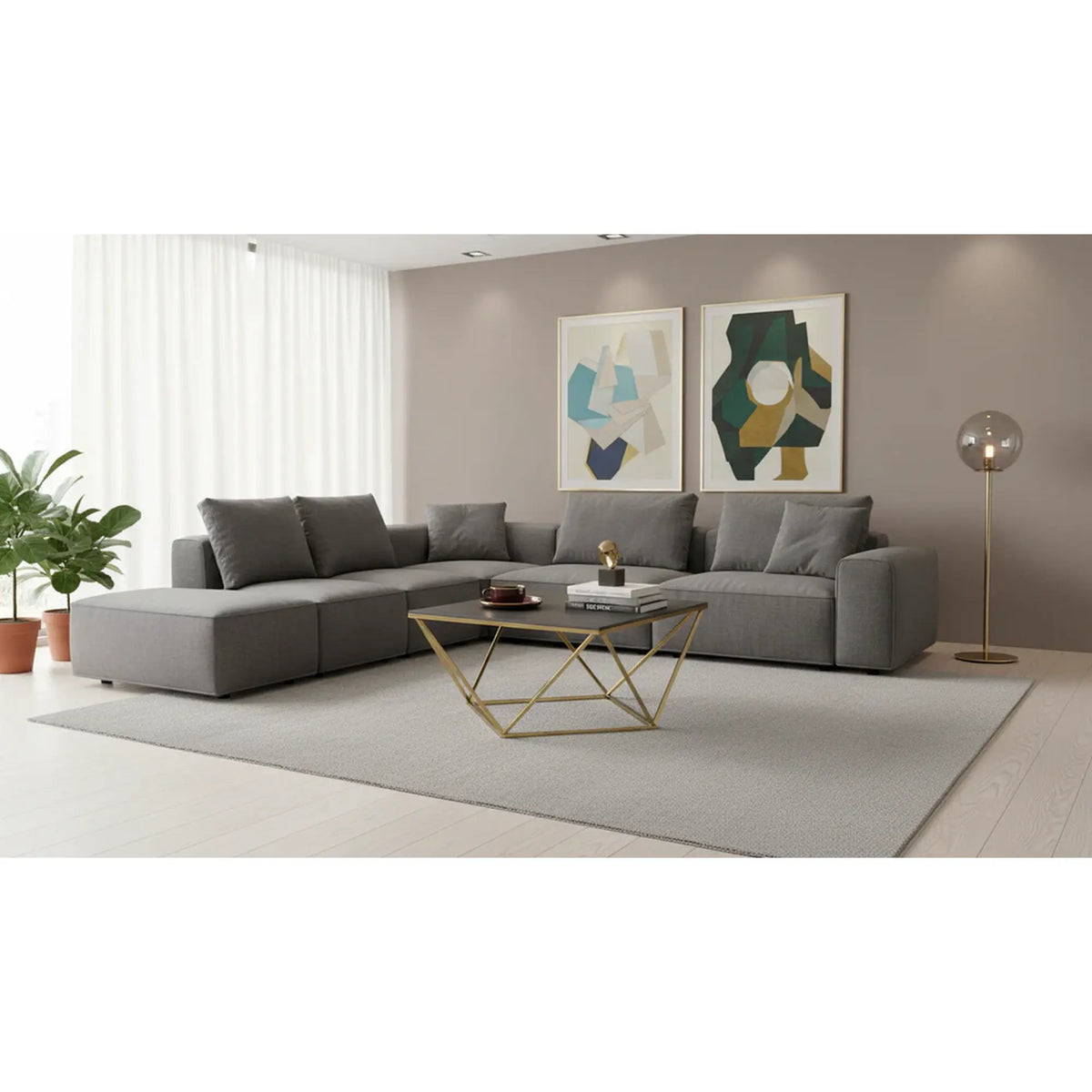 Masuta cafea FELICIA, negru/auriu, ceramica/metal, 80x80x46 cm