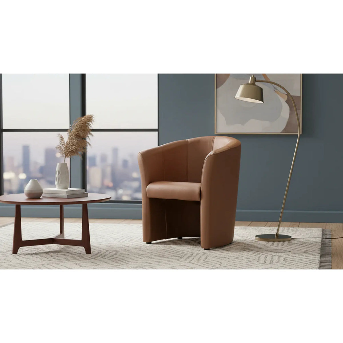 Fotoliu TM-1, bej, piele ecologica/plastic, 67x60x76 cm