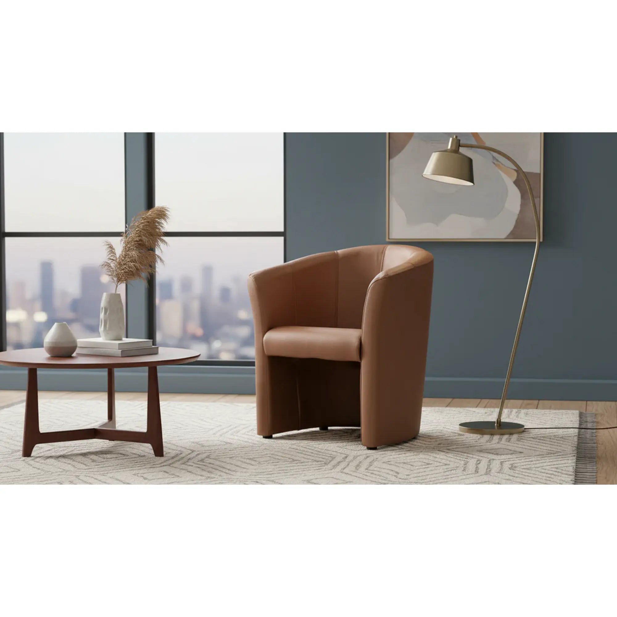 Fotoliu TM-1, bej, piele ecologica/plastic, 67x60x76 cm