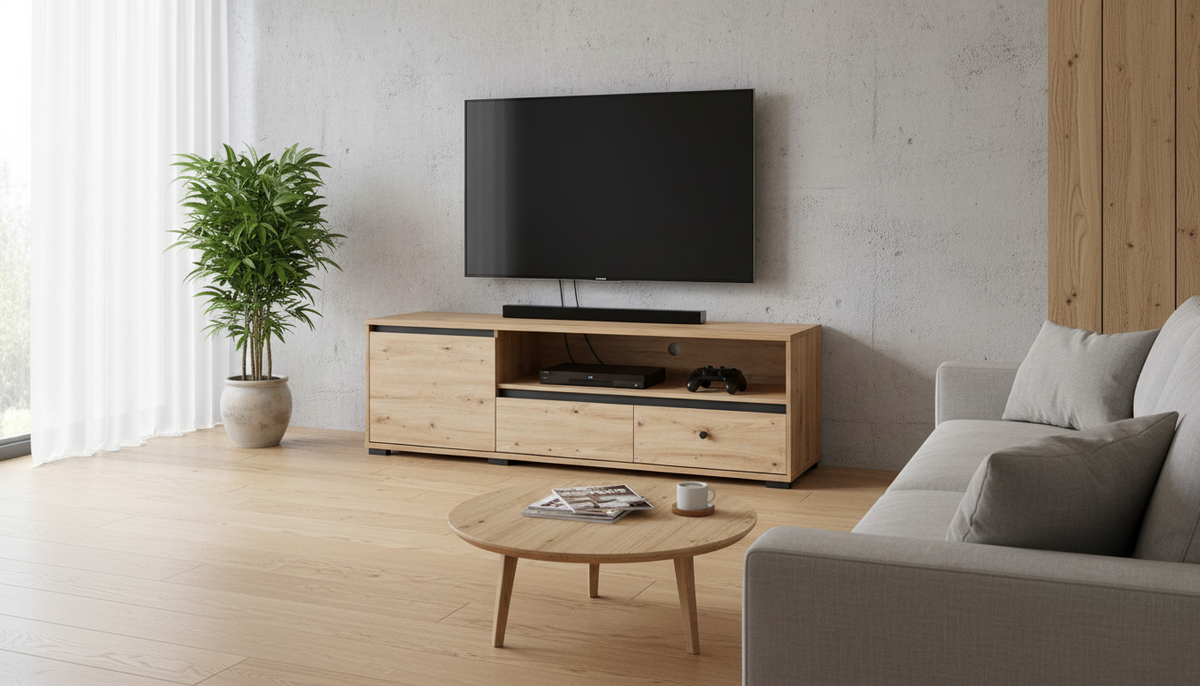 Comoda TV LINE, stejar artisan/gri antracit, 180x48x55 cm