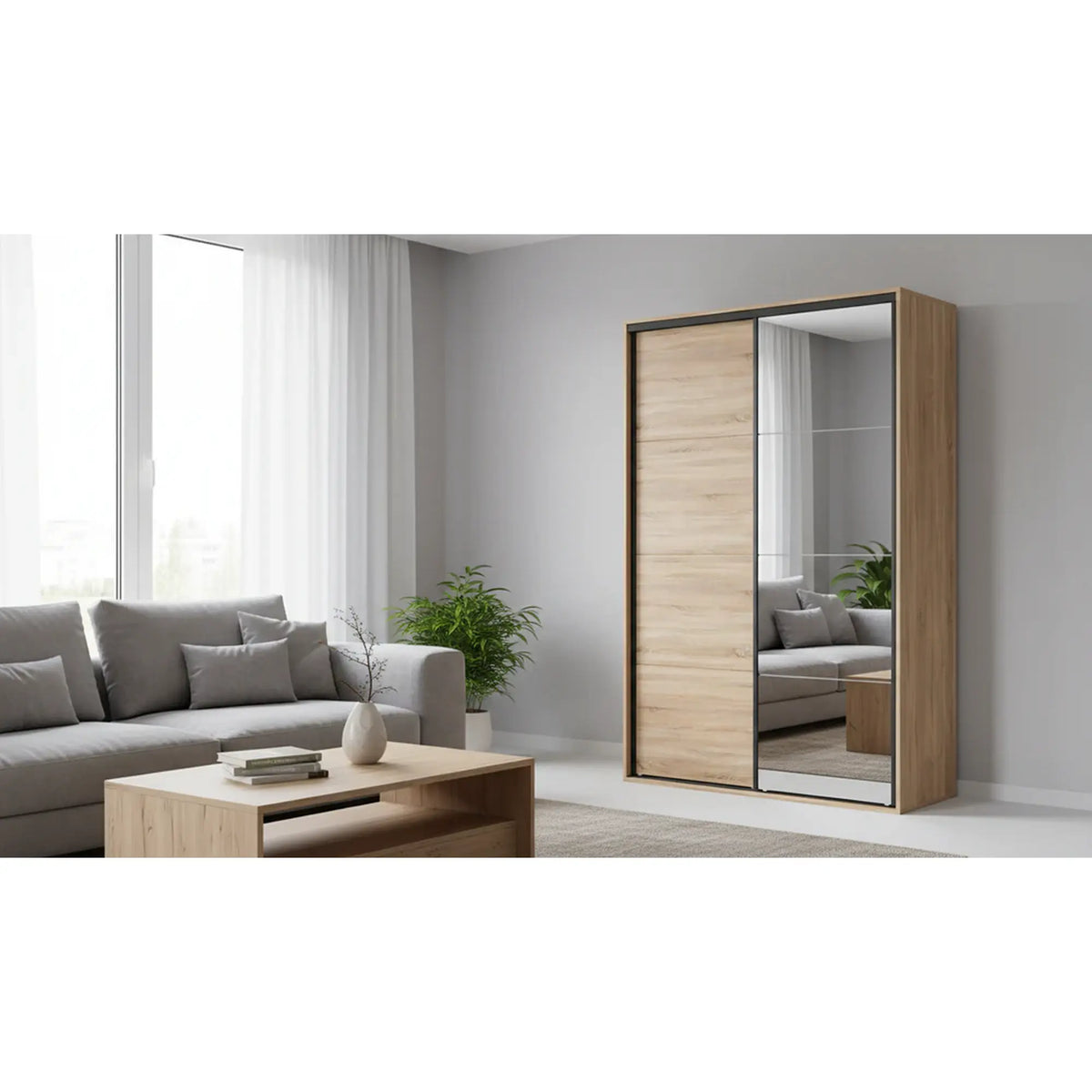 Dulap FLEX, stejar sonoma, PAL, cu 2 usi, 150x66x240 cm