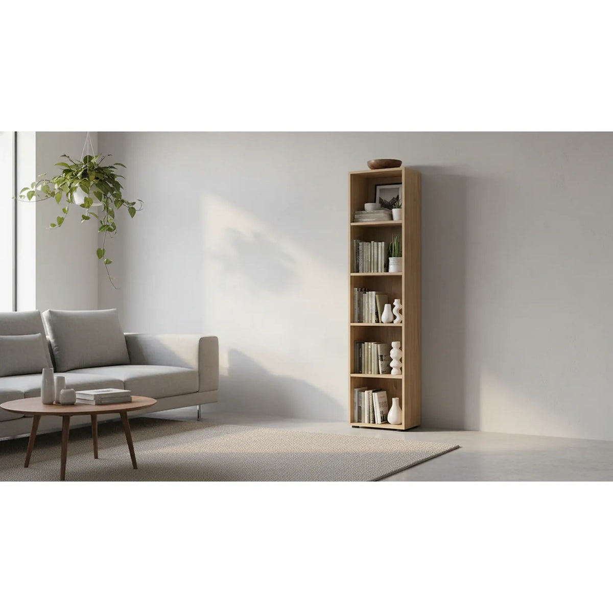 Biblioteca SPACE OFFICE, stejar artisan, PAL laminat, 42x37x203 cm