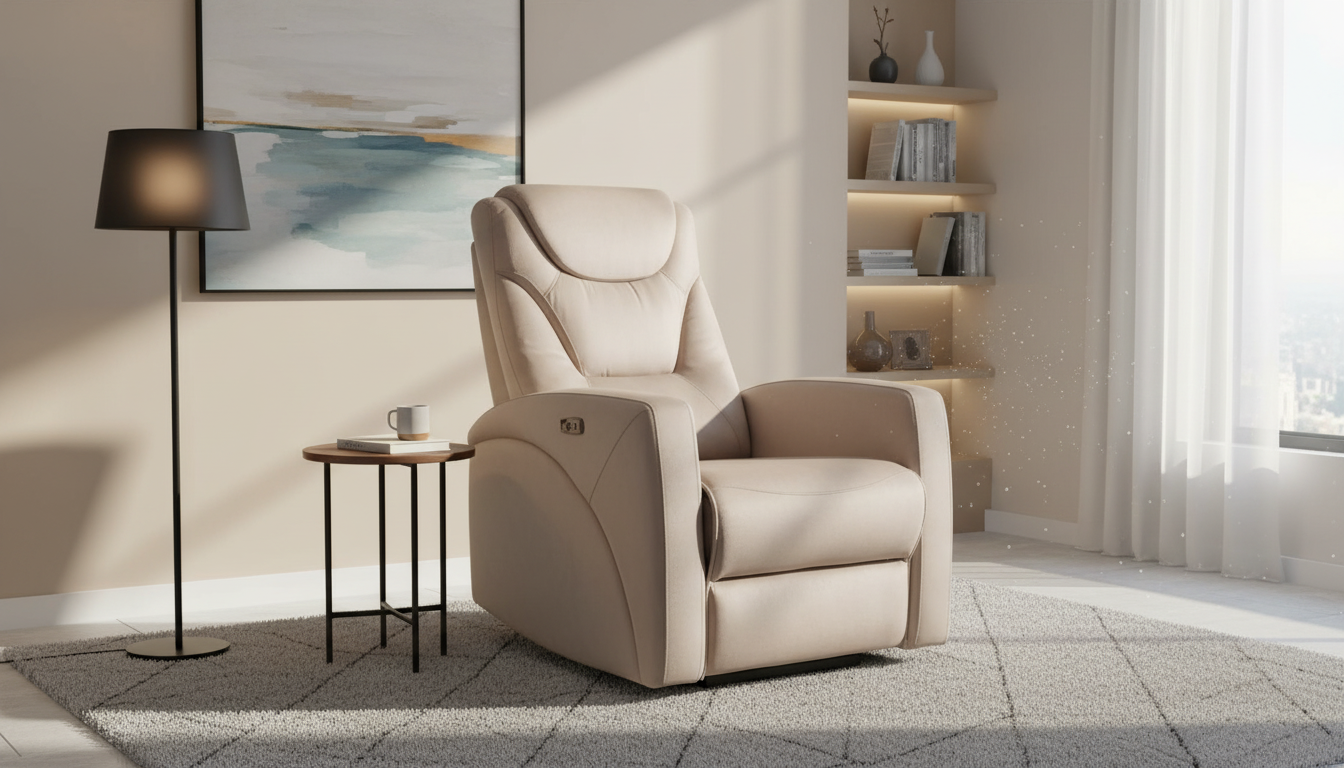 Fotoliu recliner KRONOS, stofa catifelata bej- Bluvel 40, 79x94/159x107 cm