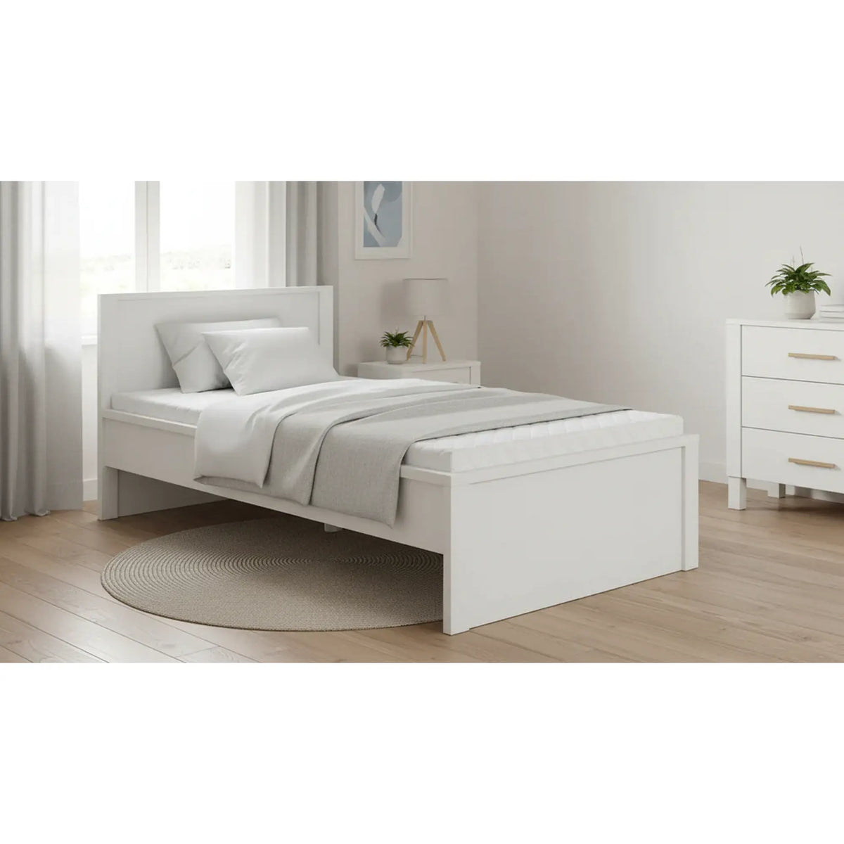 Cadru pat Kaspian 120X200, alb mat, PAL