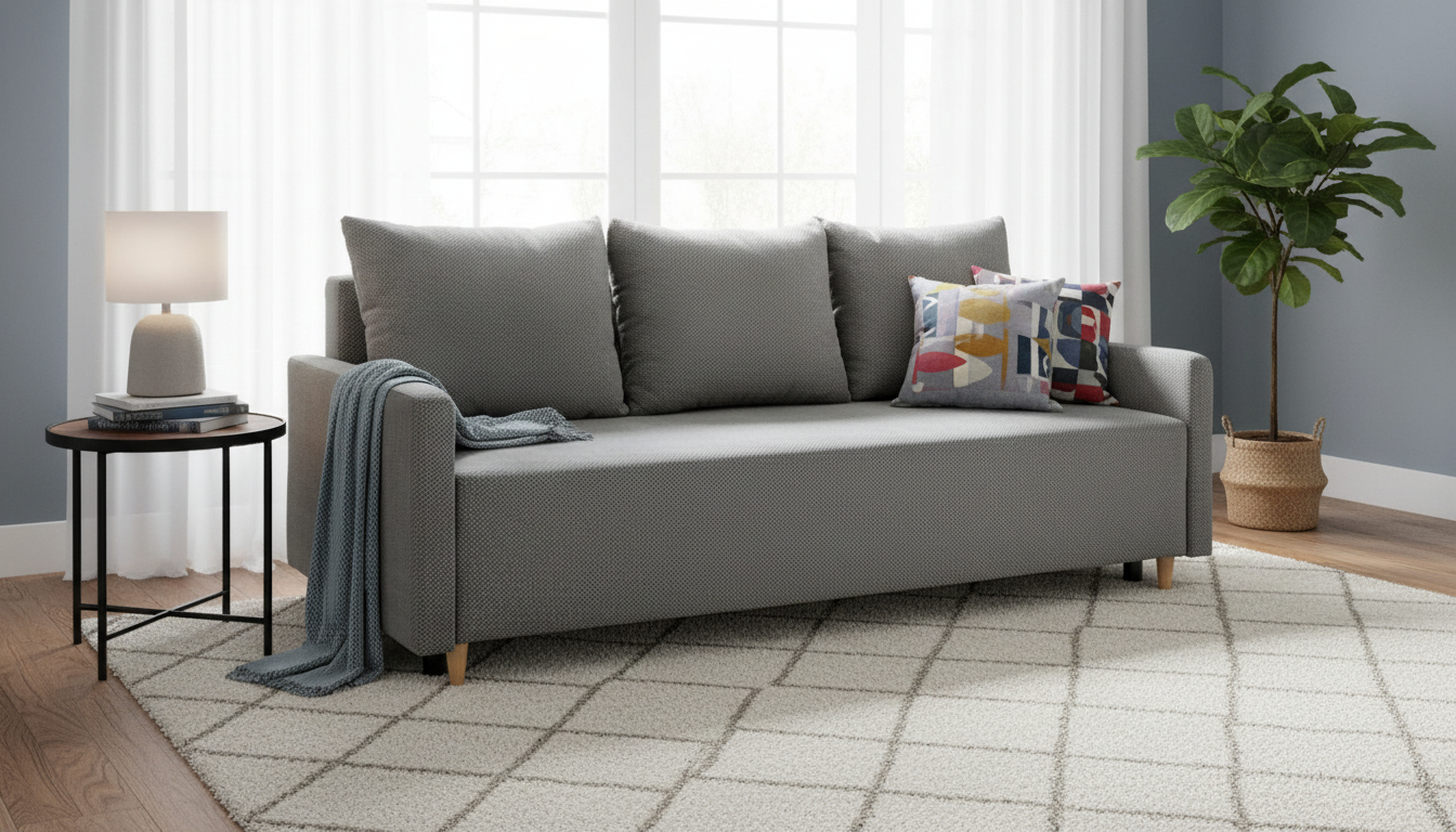 Canapea extensibila SIGMA, stofa catifelata gri - Onega 7, 208x90x92 cm