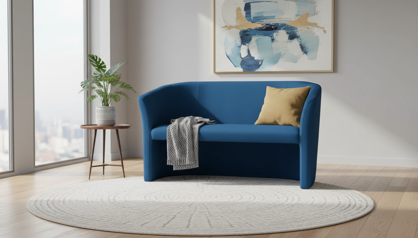 Canapea TM-2, stofa catifelata albastru inchis - Bluvel 86, 126x60x76 cm