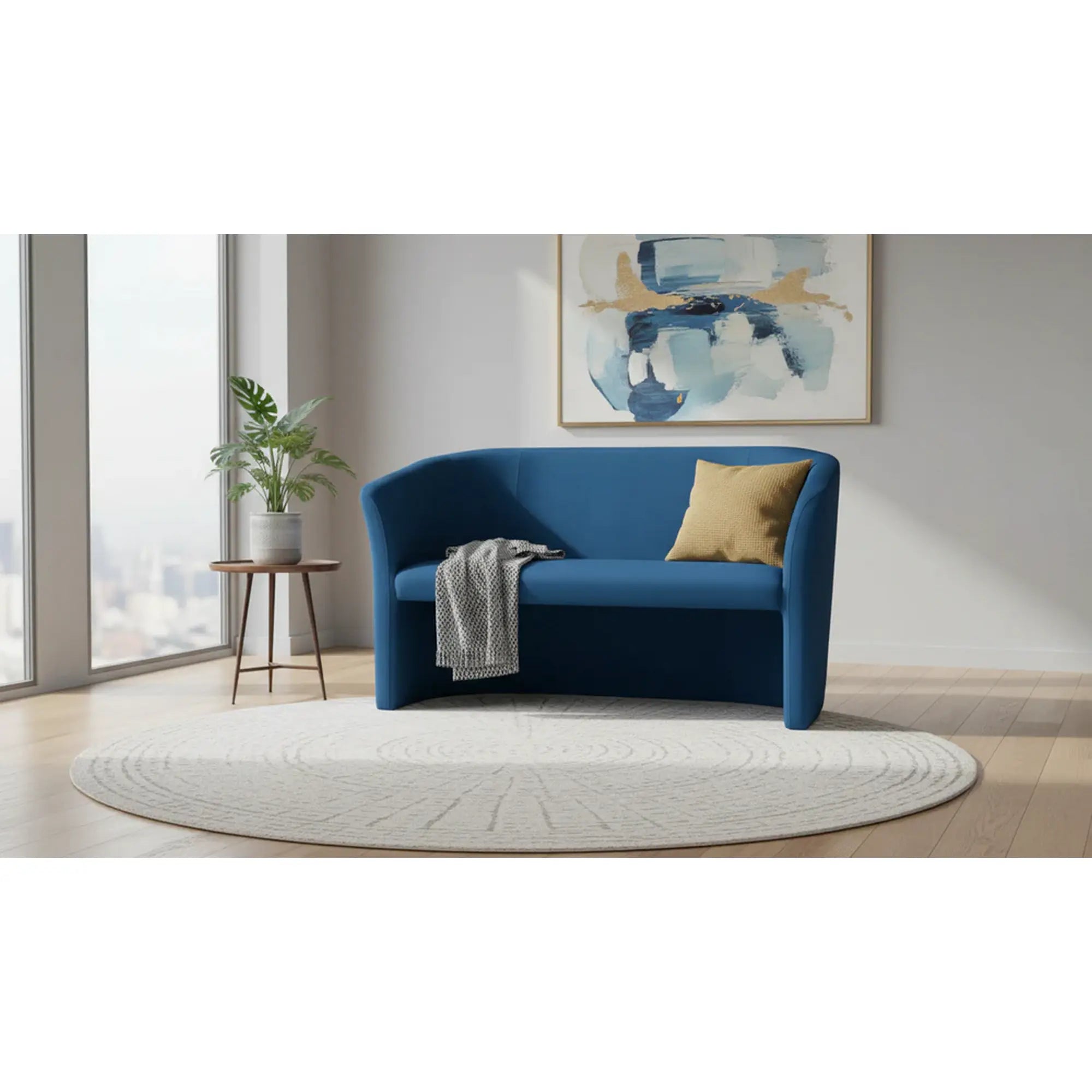 Canapea TM-2, stofa catifelata albastru inchis - Bluvel 86, 126x60x76 cm