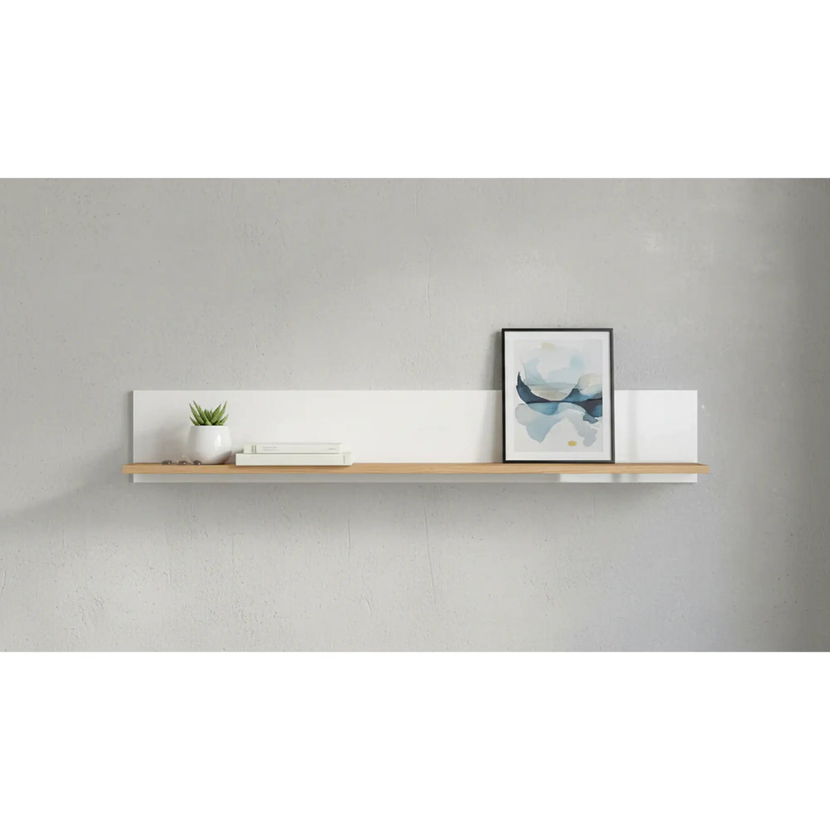 Polita ZELE, stejar wotan/alb lucios, PAL laminat, 135x19x20 cm
