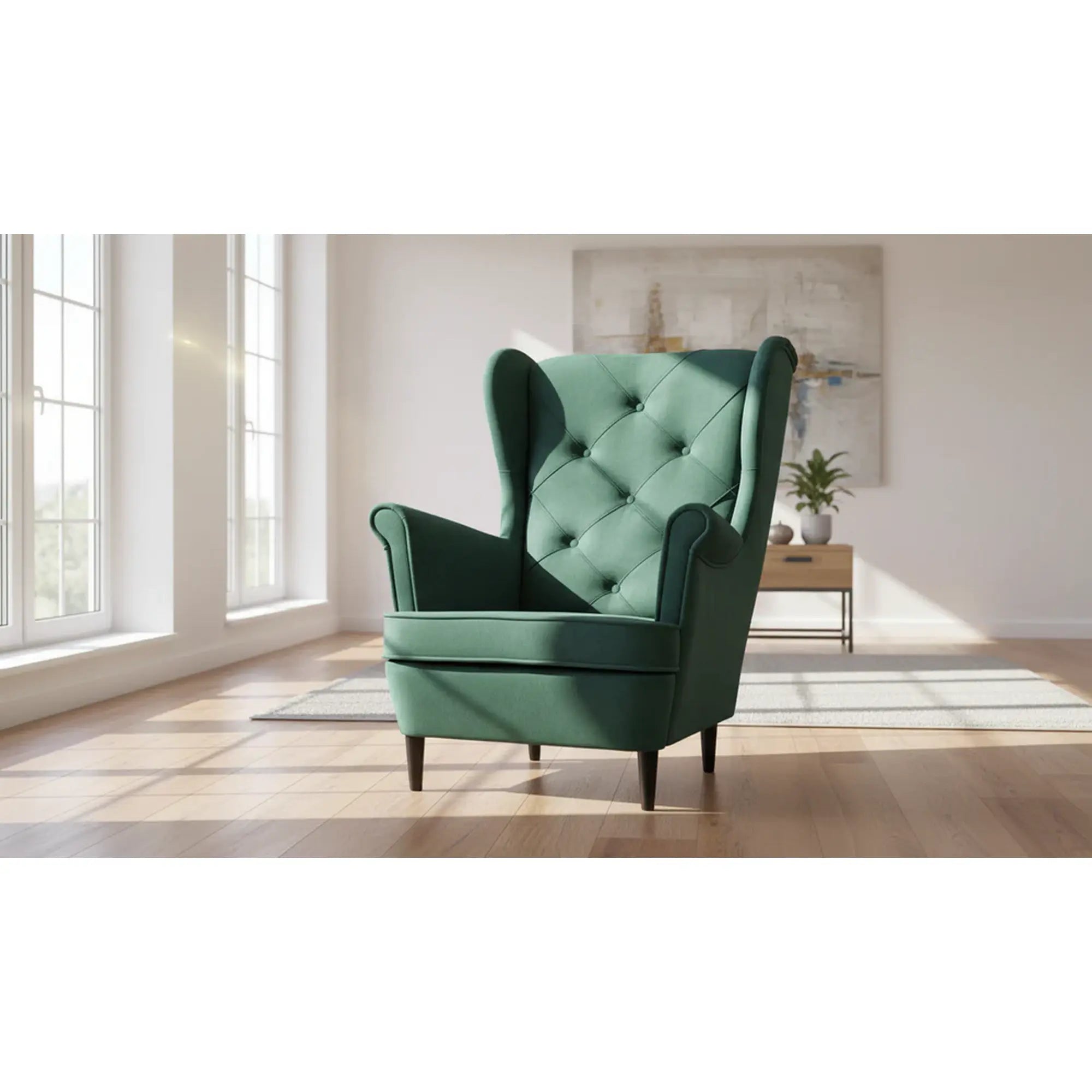 Fotoliu LADY, stofa catifelata verde - Bluvel 78, 82x92x101 cm