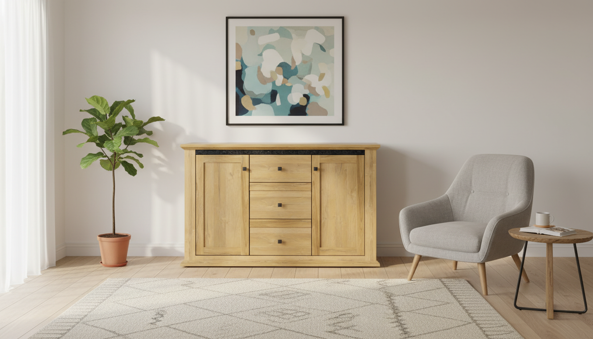 Comoda LEON MZ11, stejar grand, DTD laminat, 140x45x87 cm