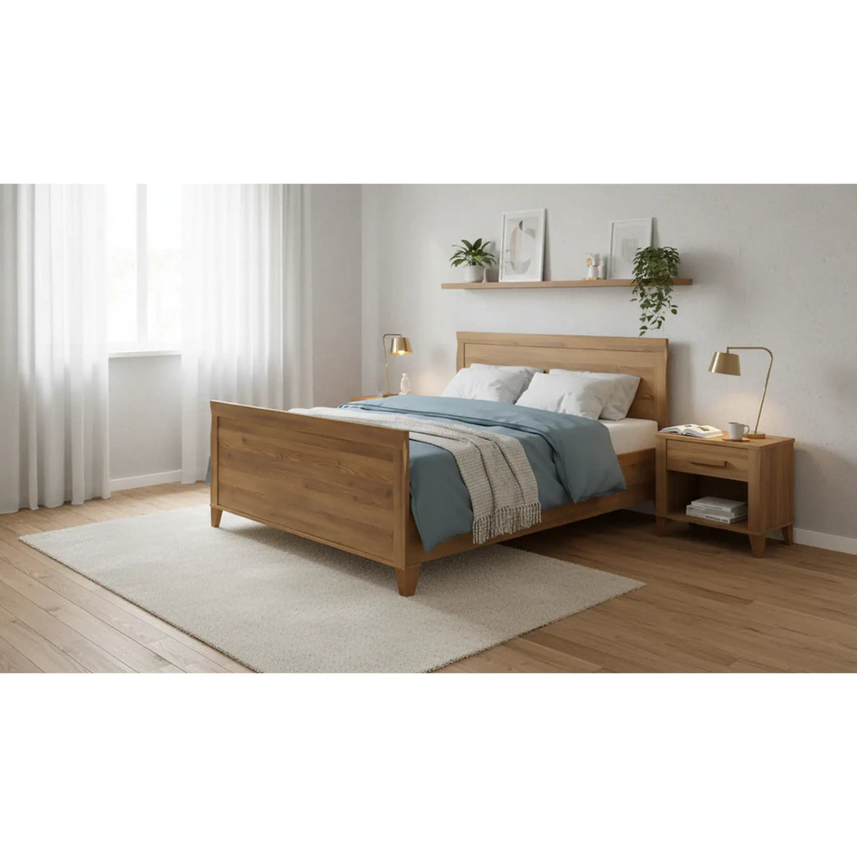 Cadru pat Bergen 160x200, stejar inchis, PAL/metal
