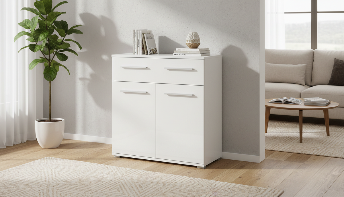 Comoda LIMA KM1, alb, PAL, 77x40x82 cm