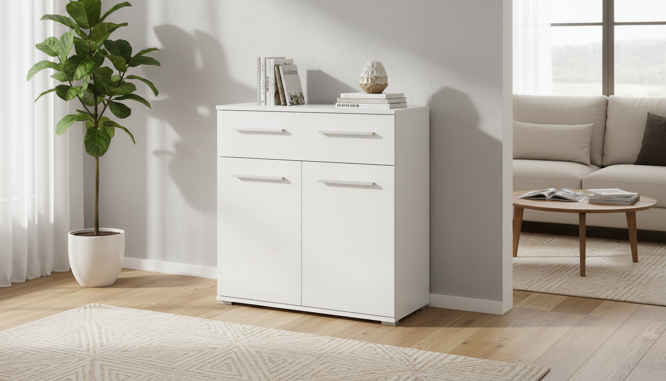 Comoda LIMA KM1, alb, PAL, 77x40x82 cm