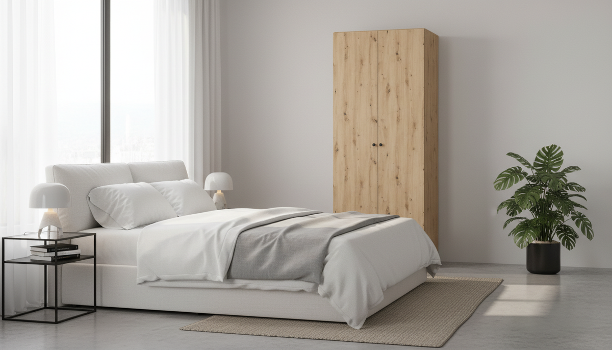 Dulap FLEX, stejar artisan, PAL, cu 2 usi, 100x66x240 cm