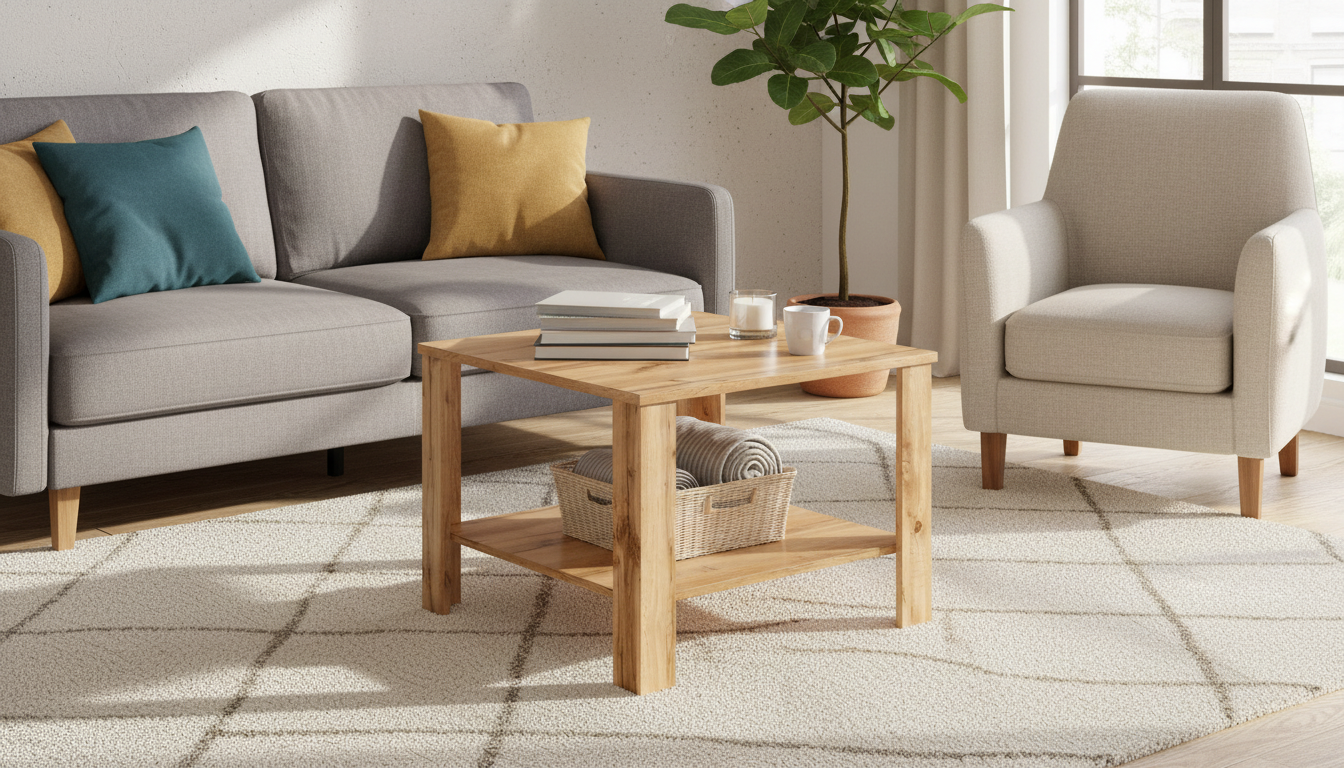 Masuta cafea ODETTE, stejar, PAL, 68x68x48 cm