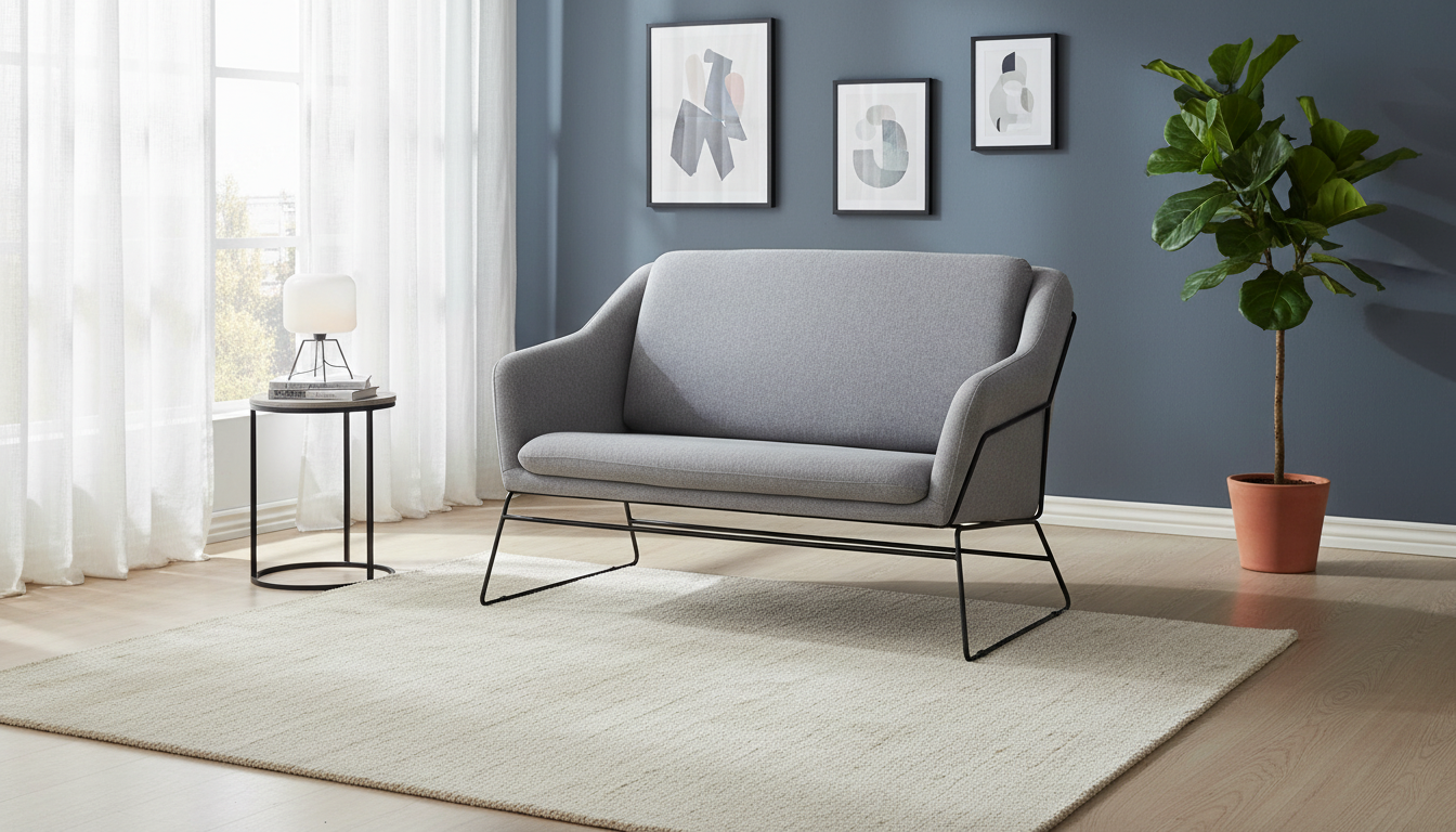 Canapea SOFT XL, gri deschis/negru, stofa/metal, 125x77x83 cm
