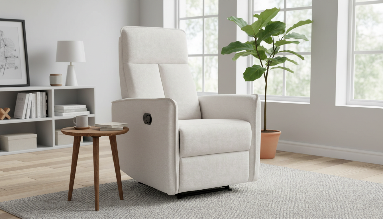Fotoliu recliner NIKOS, stofa clasica bej deschis - Brego 22, 72x86/159x105 cm