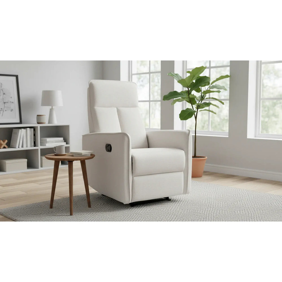 Fotoliu recliner NIKOS, stofa clasica bej deschis - Brego 22, 72x86/159x105 cm