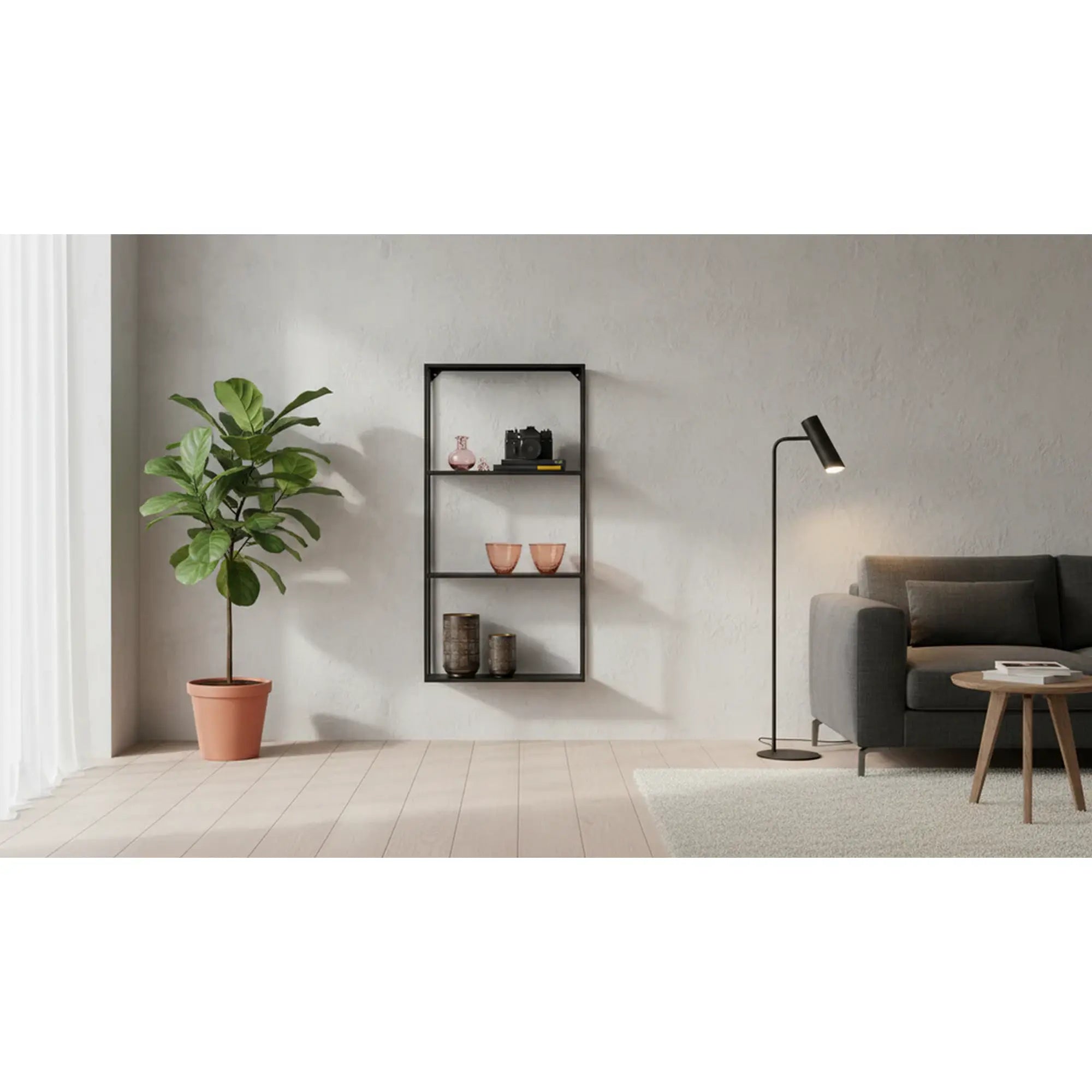 Raft NILS, negru, metal, 45x15x90 cm