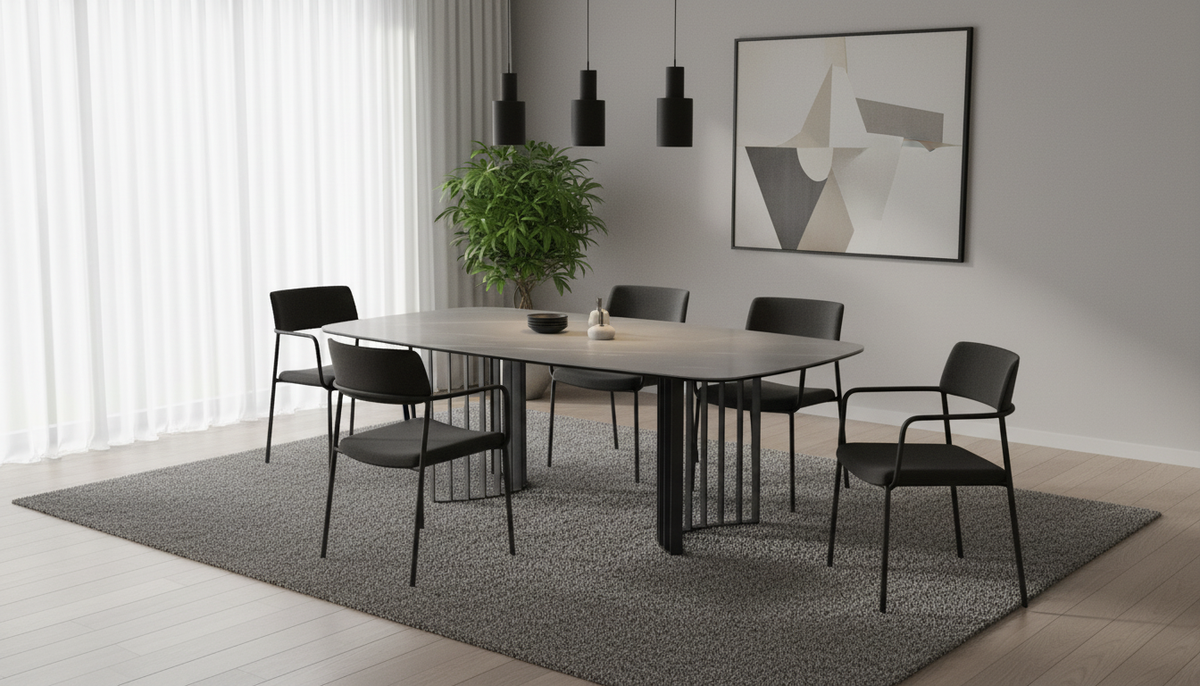 Masuta LIPARI, negru cu efect de marmura/negru, ceramica/metal, 120x70x42 cm