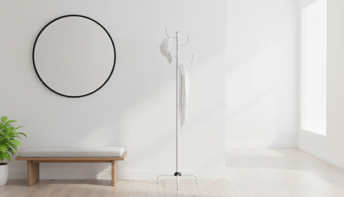 Cuier pom WIESZAKI, alb, metal, 50x178 cm