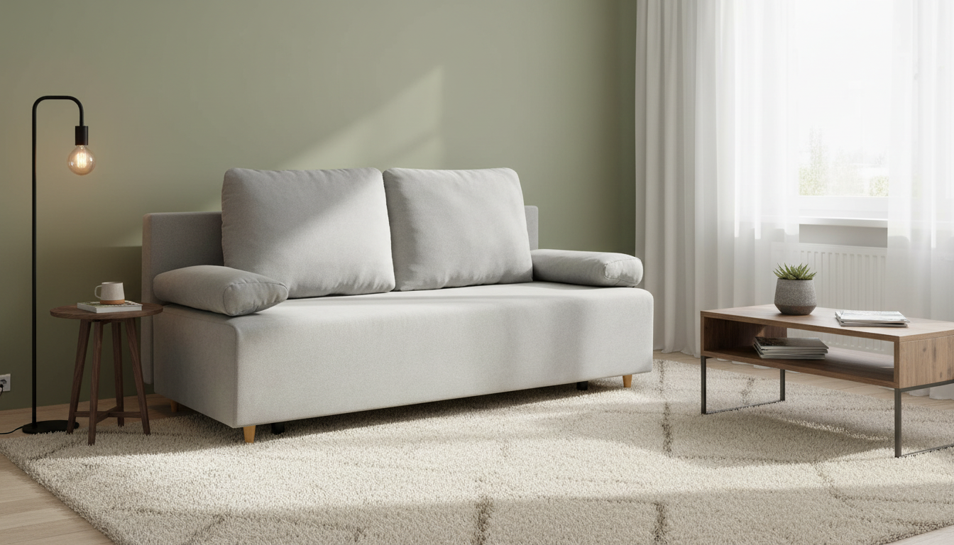Canapea extensibila SUN, stofa catifelata gri - Enjoy New 45, 193x92x96 cm