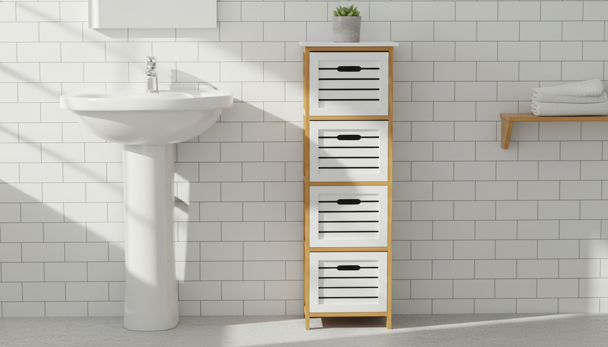 Comoda TALAS, alb/stejar natural, 32x30x109 cm